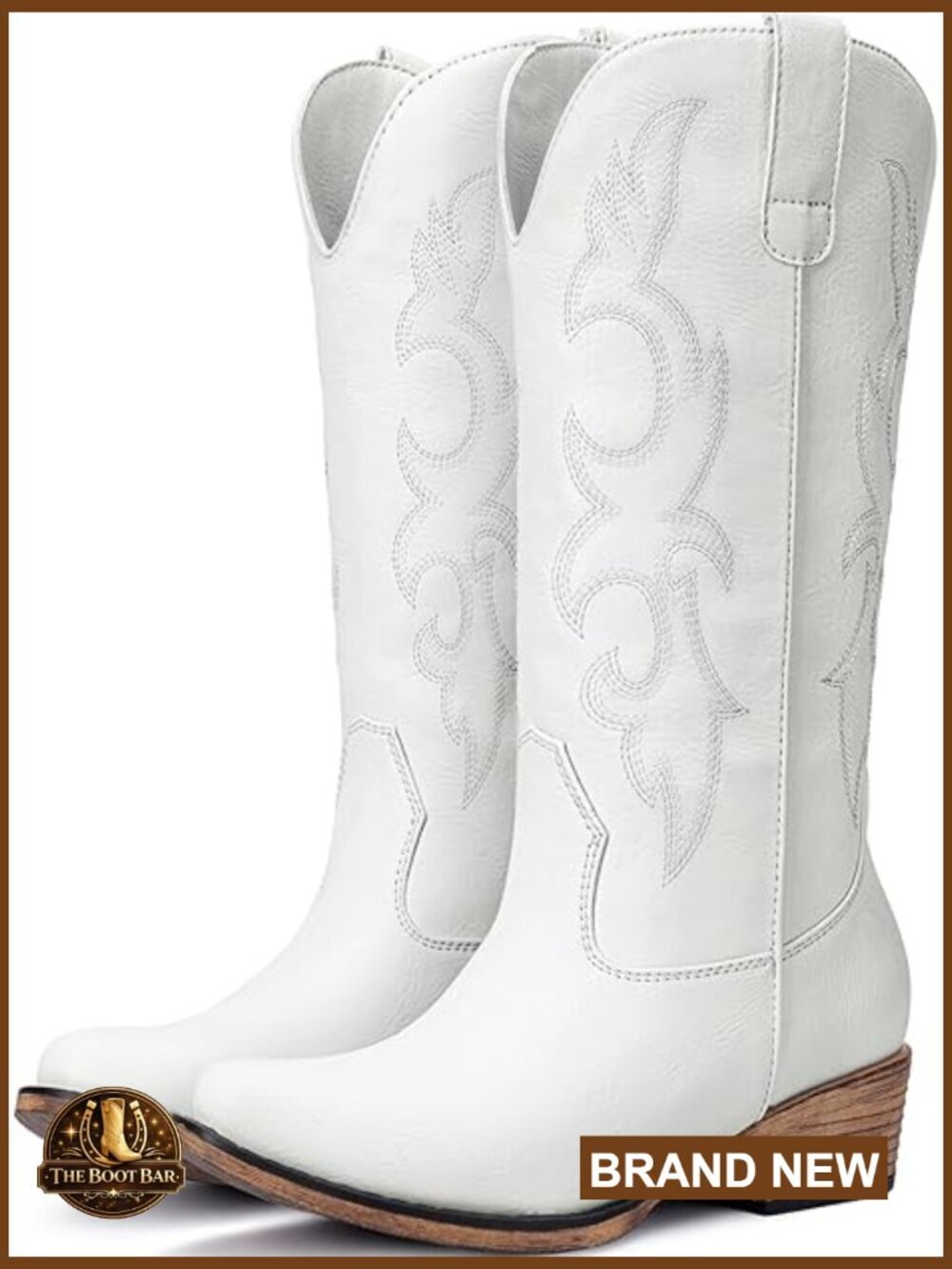 Embroidered Cowgirl Boots - Chunky Heel Mid Calf Snip Toe Western Boots